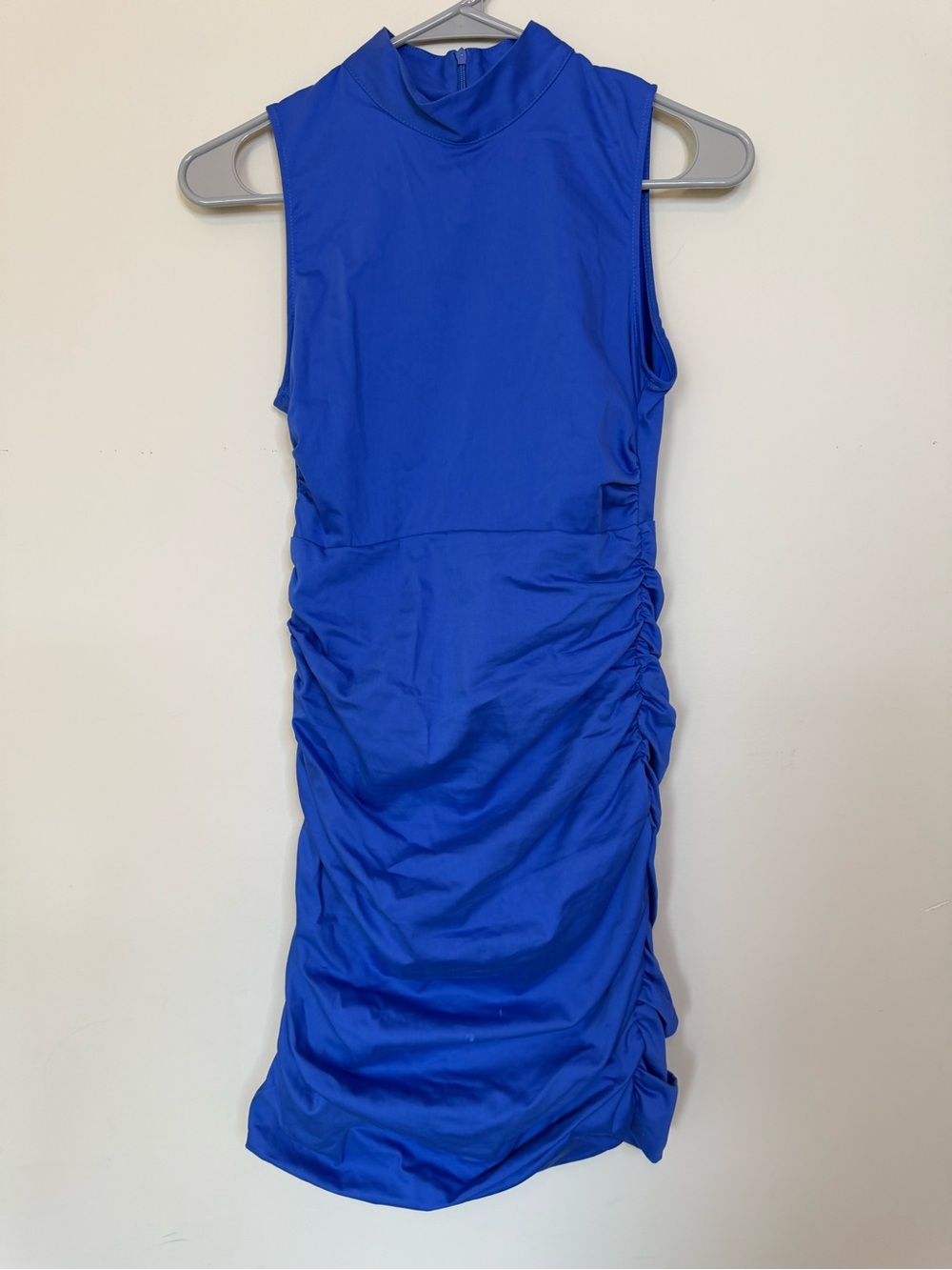Zara Sleeveless Royal Blue Ruched Bodycon Dress